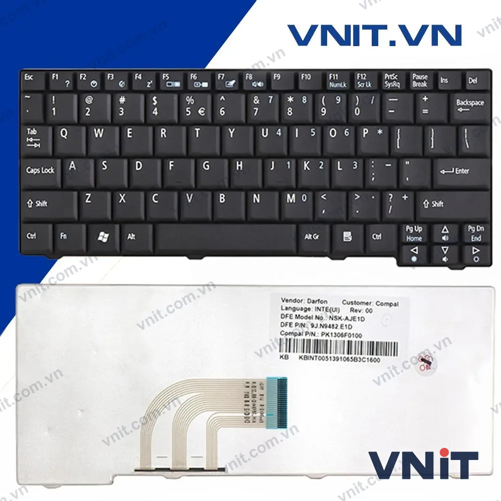 Bàn phím Acer One A110, A150, D150, D250, KAV60 Màu Đen