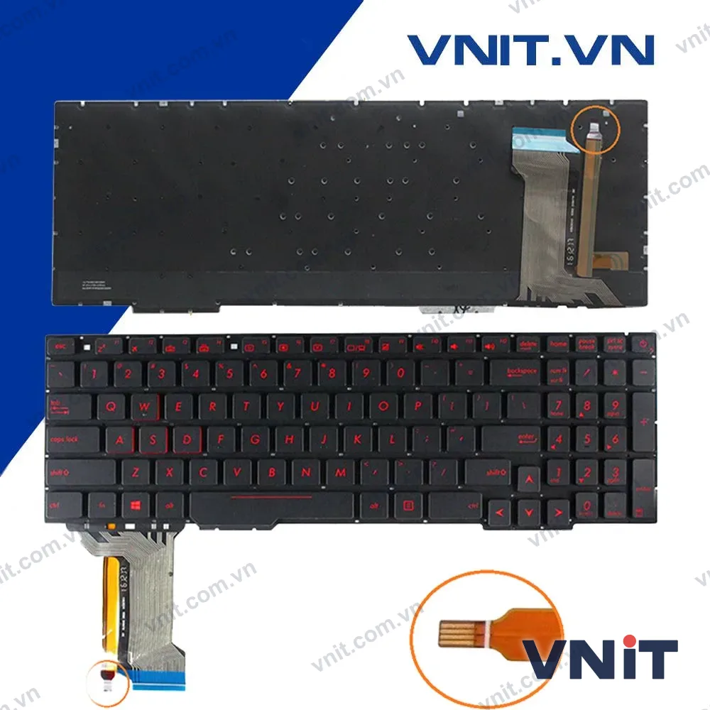 Bàn phím Asus GL553VW, GX553, FX753VD, FX53VD, ZX53V, ZX73, FZ53V Màu Đen Có Đèn