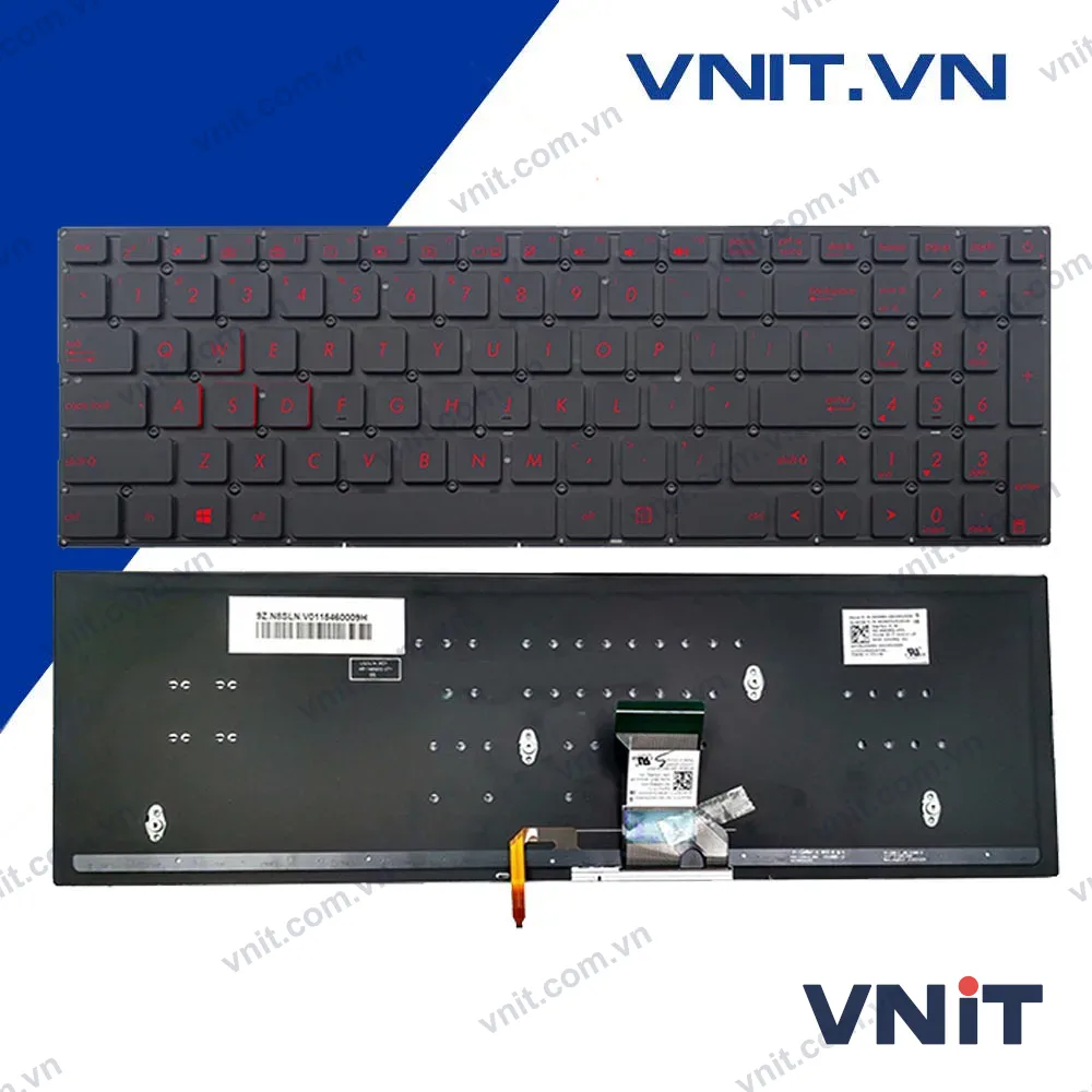 Bàn phím Asus UX501, UX52, G501, N541L, Q501, Q502 Màu đen đỏ Có nút nguồn Có đèn