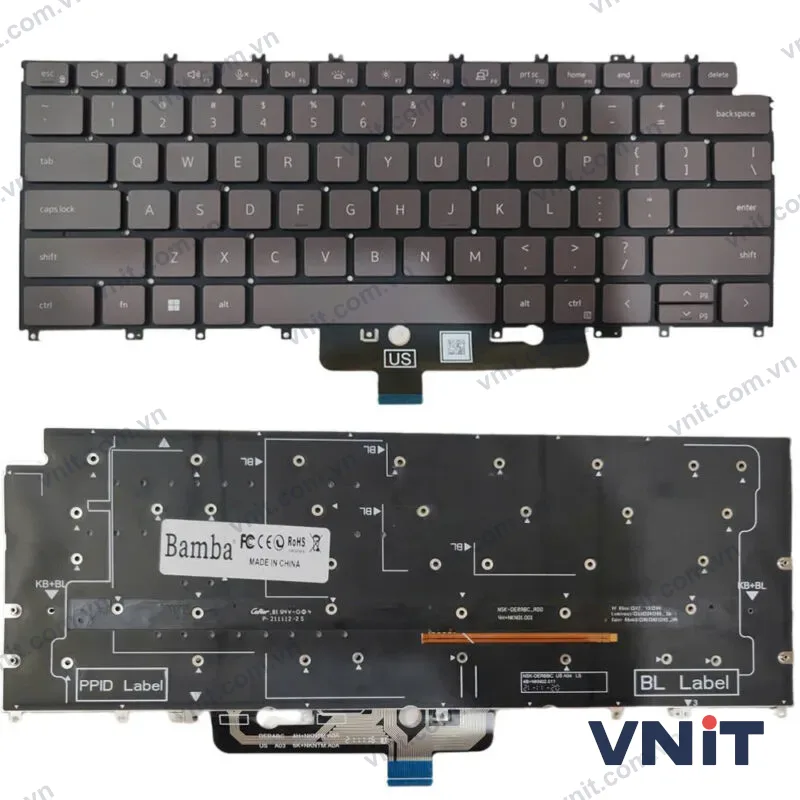 Bàn phím Dùng cho Dell Xps 9315 (Màu Nâu ) Có Đèn