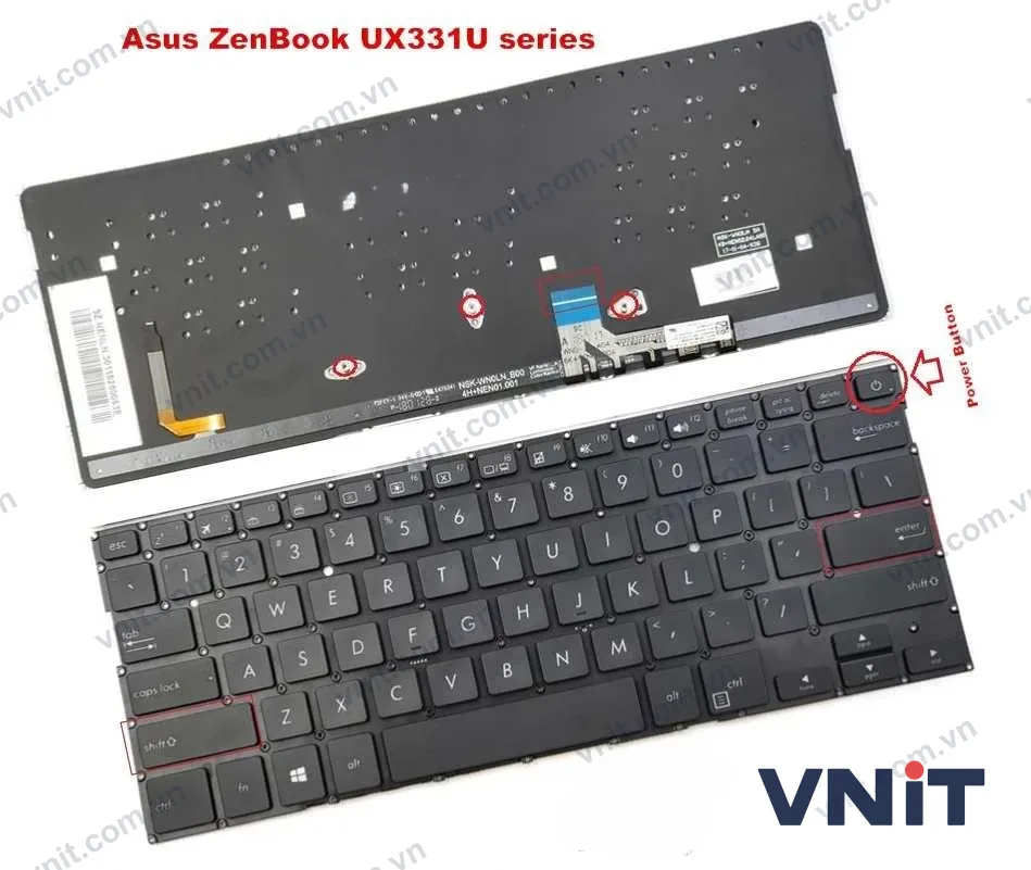 Bàn phím Dùng cho Asus UX331 (Màu Đen) Có Đèn