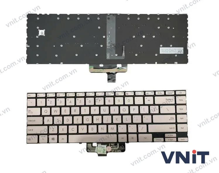 Bàn phím Dùng cho Asus UX433,UX433F,UM433,U4300F (Màu Bạc + Có đèn) Có nút nguồn