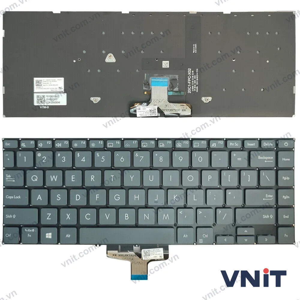 Bàn phím Dùng cho Asus UX435,UX435EAL,UX435EGUS,UX435EA,UX435EGL (Màu Đen Xanh) Có đèn