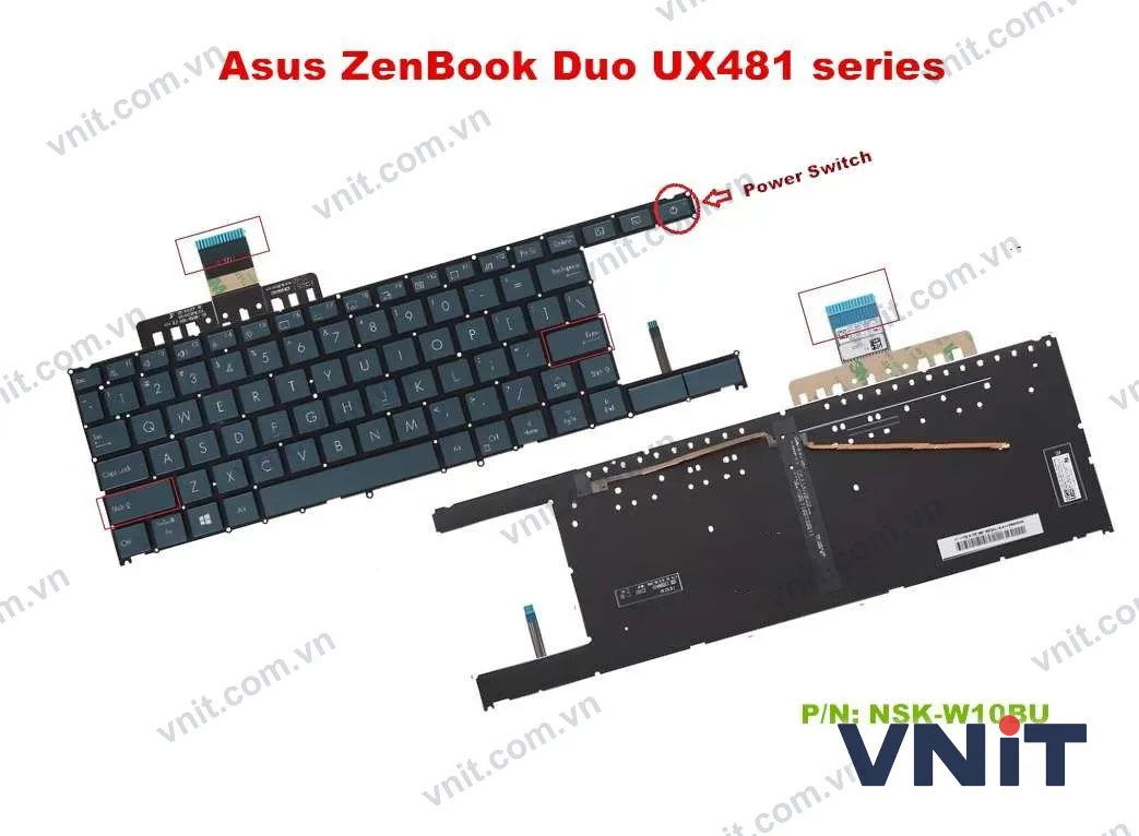 Bàn phím Dùng cho Asus UX481,UX481FA,UX481FAY,UX481FL,UX481FLY (Màu Xanh Đen) Có đèn
