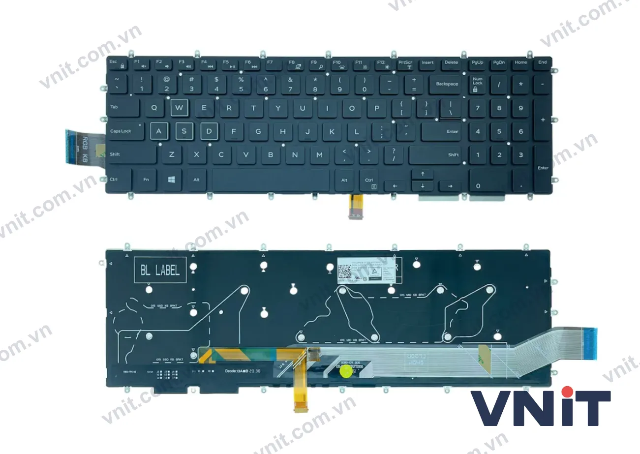 Bàn phím Dùng cho Dell Inspiron 5584,5590,5593,5594,5598,7591,7590,Latitude 3510,Vostro 5501,5502 (Màu Đen)