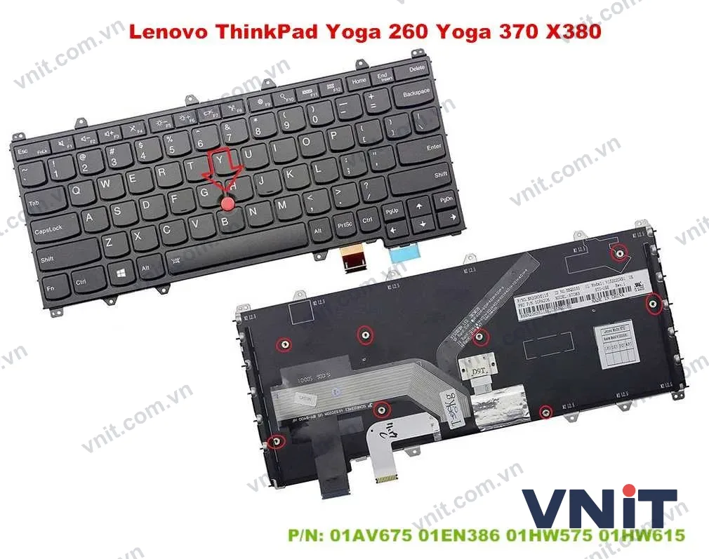Bàn phím Dùng cho Lenovo Yoga 260,Yoga 370,Yoga 380 (Có Đèn)
