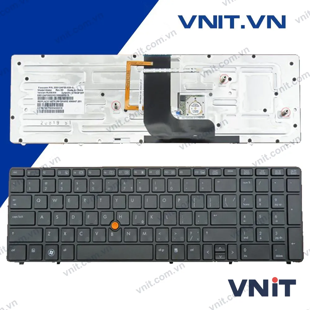 Bàn phím HP EliteBook 8560W, 8570W Có Đèn (Tiếng Anh)