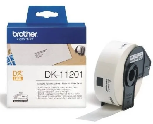 Mực in Nhãn giấy Brother DK-11201, Black on White, khổ 29mm x 90mm, 400 nhãn
