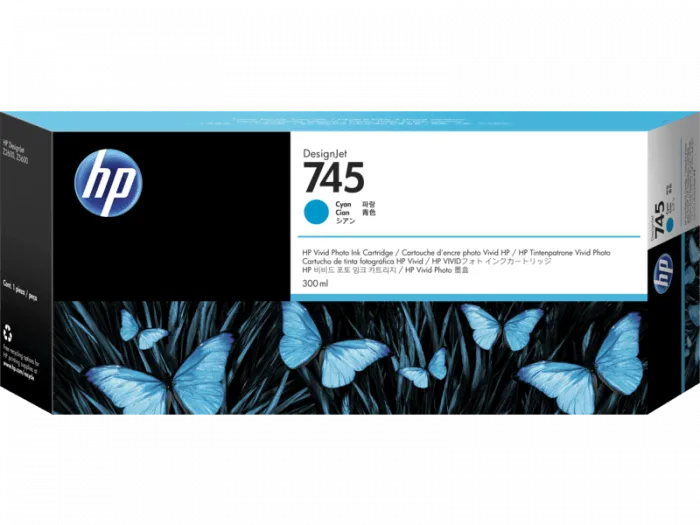 Mực in HP 745 300-ml DesignJet Cyan Ink Cartridge (F9K03A)