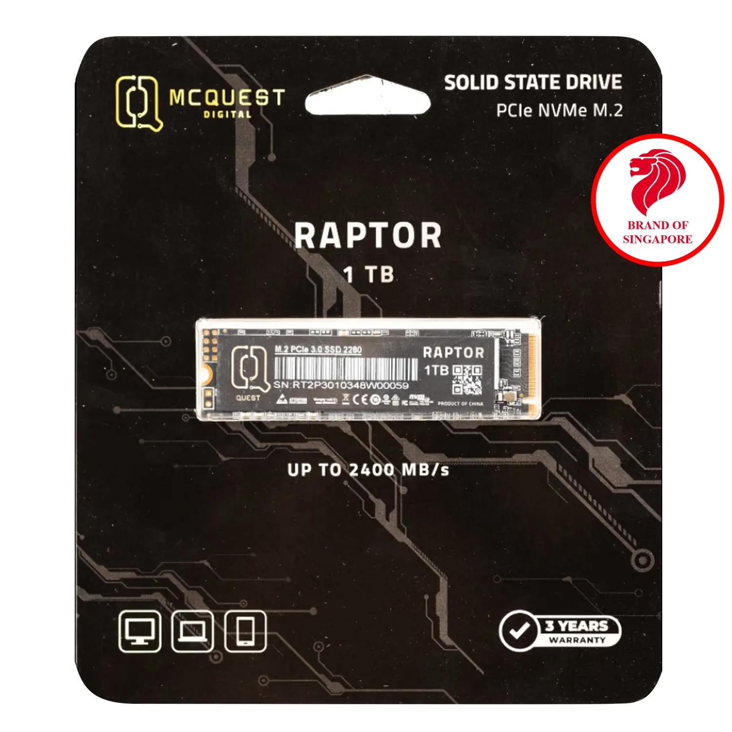 SSD McQuest Raptor 1TB NVMe PCIe Gen3 M.2