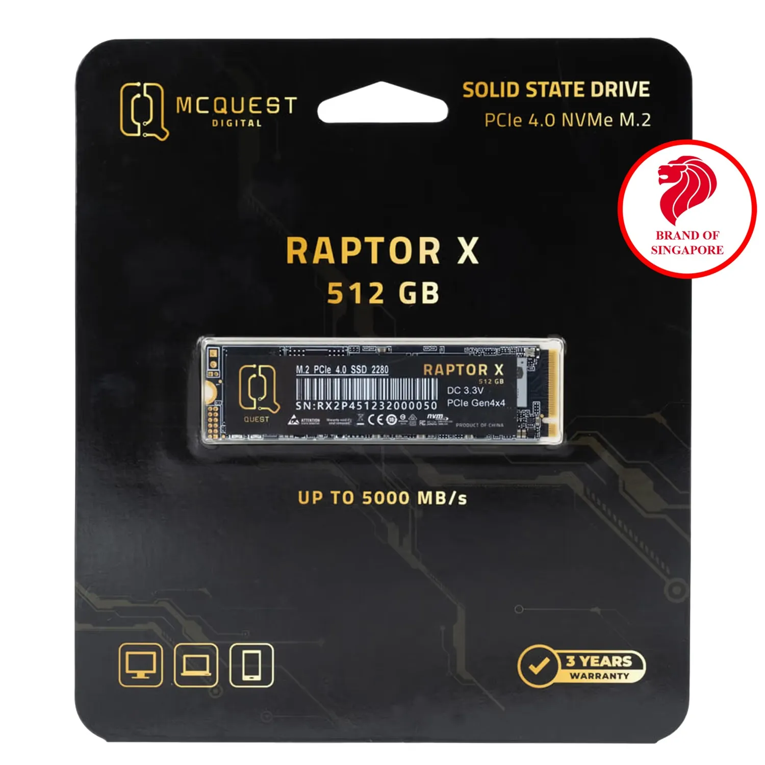SSD McQuest Raptor X 1TB NVMe PCIe Gen4 M.2