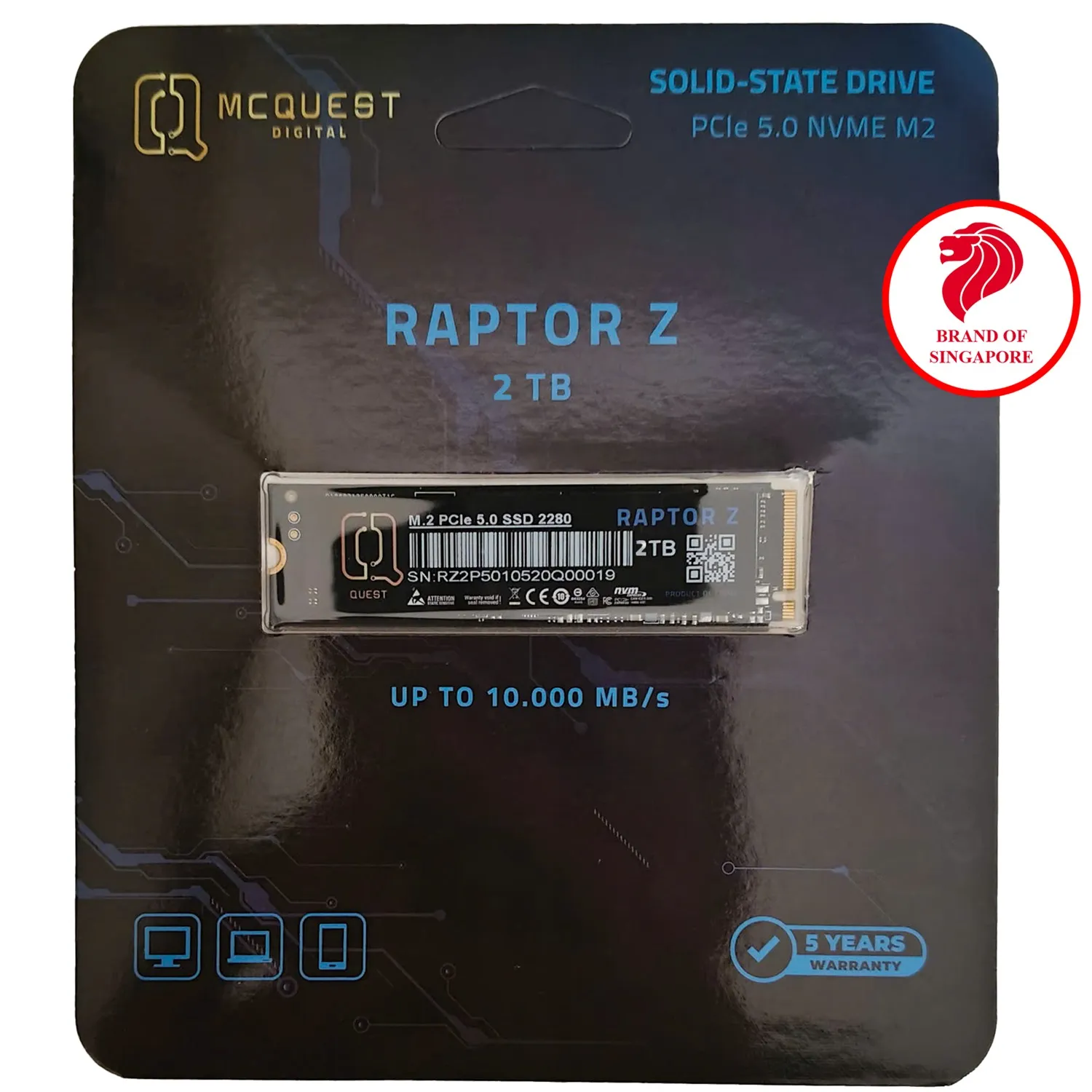 SSD McQuest Raptor Z 2TB NVMe PCIe Gen5 M.2